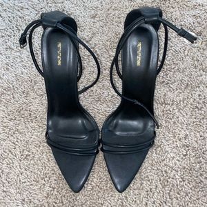 Women’s black open toe heels size 8